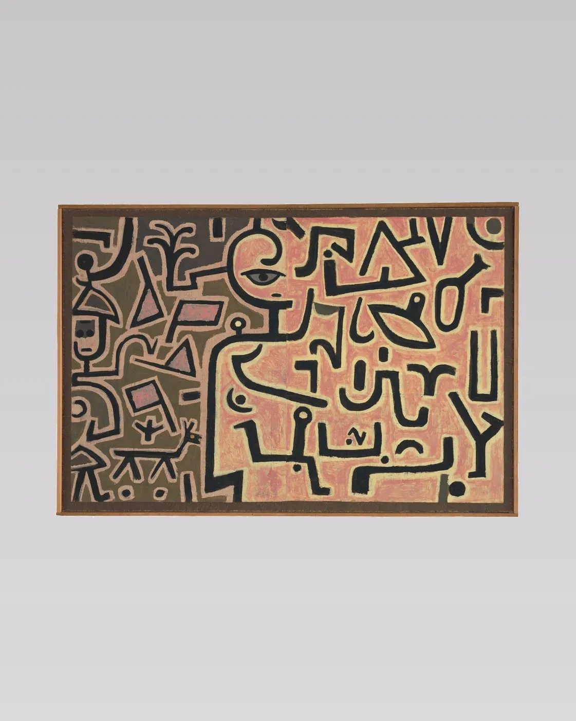 The source rather than the pot. Paul Klee's painting Vorhaben (Intention) of 1938, black pictographic figures over olive on the left, pink and cream on the right, a single staring eye near the centre